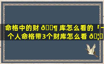 命格中的财 🐶 库怎么看的「一个人命格带3个财库怎么看 🦆 」